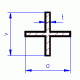 Křížový profil, mosaz, L=500 mm, Tl.=0.5 mm , rozměry 3 x 3 mm, MSZ 8933
